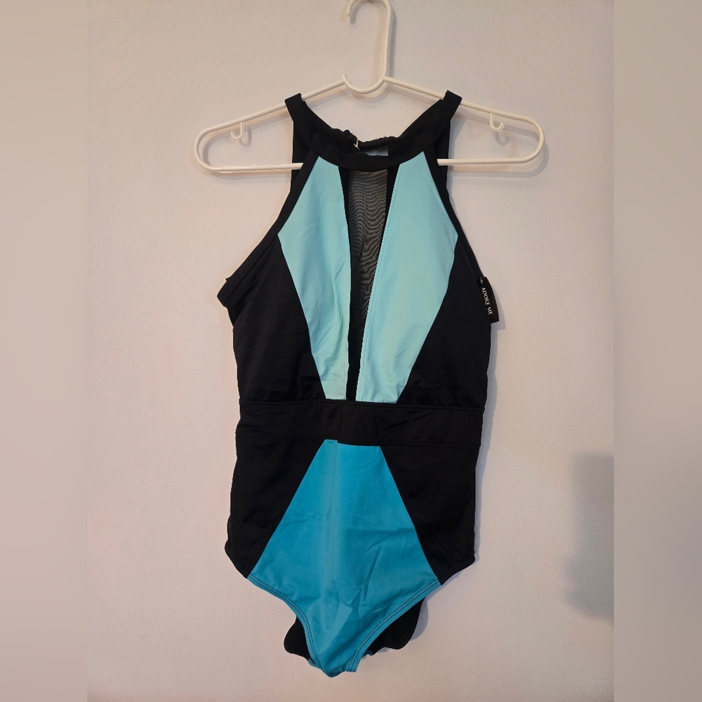 NWT Adore Me Blue And Black One Piece Swim Suit
